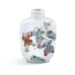 A CHINESE FAMILLE ROSE SCENT BOTTLE (Daoguang 1821 - 1850), colourfully enamelled with boys at