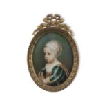 FRENCH SCHOOL (19th century) Portrait of a young girl with bonnet Oil on ivory, 8 x 6 cm** Please