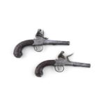 A PAIR OF SILVER WIRE INLAID FLINTLOCK PISTOLS, late 18th century by Waters (2)