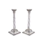 A PAIR OF LARGE SILVER TABLE CANDLESTICKS, Sheffield c.1923, mark of James Dixon & Sons Ltd., shaped