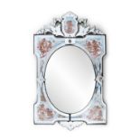 A VENETIAN ETCHED CLASS PIER MIRROR, 19th century, of upright rectangular form fitted with