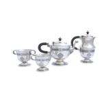 AN IRISH CELTIC REVIVAL FOUR PIECE TEA AND COFFEE SERVICE, Dublin 1966, mark of Alwright & Marshall,