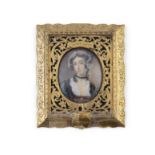 AFTER S. COOPER (19TH CENTURY)Miniature portrait of Nell GewynEnamel, 5 x 4cm In elaborate gilt