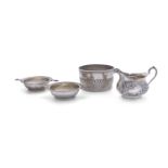 A MISCELLANEOUS COLLECTION OF SILVERWARE, comprising a pair of Celtic pattern circular butter