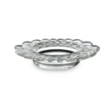 A LALIQUE MOULDED AND CUT GLASS FRUIT DISH, of lobed circular form, decorated with serrated