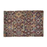 AN ANTIQUE KAZAK FLAT WOVEN KILIM, of rectangular shape woven with multiple rows of ornament,
