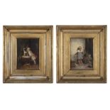 H. Pietri (19TH CENTURY)'A Little Girl and a Pug' and 'A Little Girl and a Cat'A pair, oil on panel,