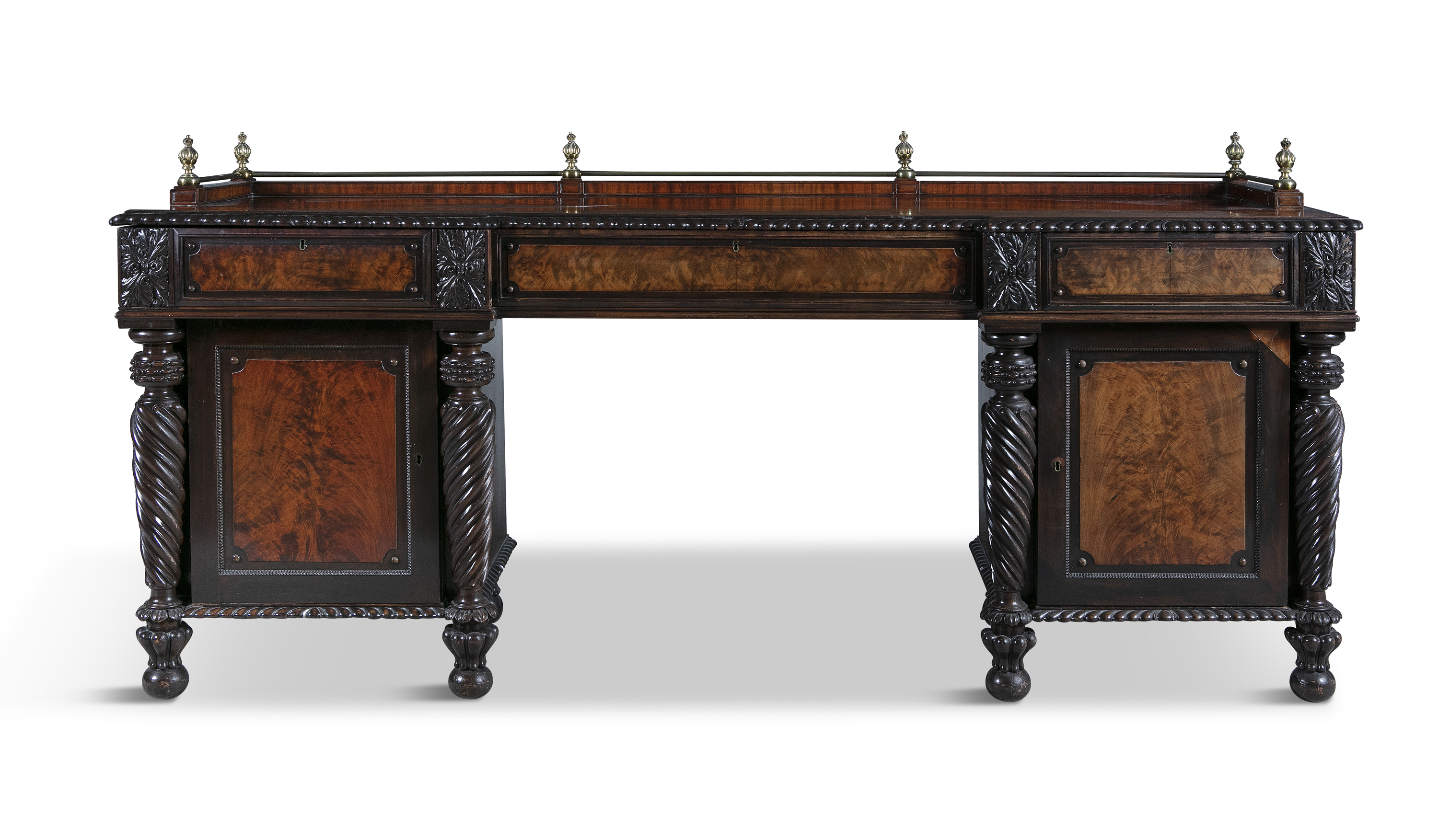 AN EARLY 19TH CENTURY MAHOGANY RECTANGULAR TWIN PEDESTAL SIDEBOARD, in the manner of Gillows of - Image 2 of 4