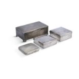 A COLLECTION OF FOUR SILVER TABLE/CIGGARETTE BOXES, three Birmingham examples and one London, of