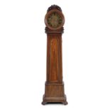 A 19TH CENTURY MAHOGANY LONGCASE CLOCK, with arch top hood surmounted with a foliate crest above a