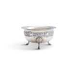 AN IRISH SILVER SUGAR BOWL, Dublin 1923, in the Celtic pattern, with beaded border and repousse