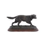 THE SPANIEL, Bronze, signed, mounted on timber plinth base. 33 cm wide