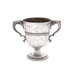 AN IRISH GEORGE III SILVER LOVING CUP, Dublin, no date letter, marker's mark rubbed, the plain ovoid