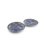 A PAIR OF LARGE JAPANESE BLUE AND WHITE PORCELAIN CHARGERS, 19th century, of shallow circular