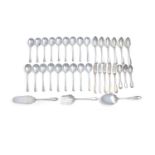 A MISCELLANEOUS COLLECTION OF SILVER AND SILVERPLATED CUTLERY, comprising three taper thread pattern