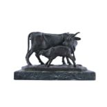 C. MENIER (FRENCH, 19TH CENTURY)Cow and calf Bronze, 28 x 38cm Signed