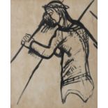 Evie Hone HRHA (1894-1955) Study of Christ carrying the cross Gouache on paper, 50 x 40 cm (19¾ x