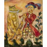 Basil Ivan Rákóczi (1908-1979) The Harlequin and the Bear Oil on board, 60 x 50cm (23½ x 19¾'')