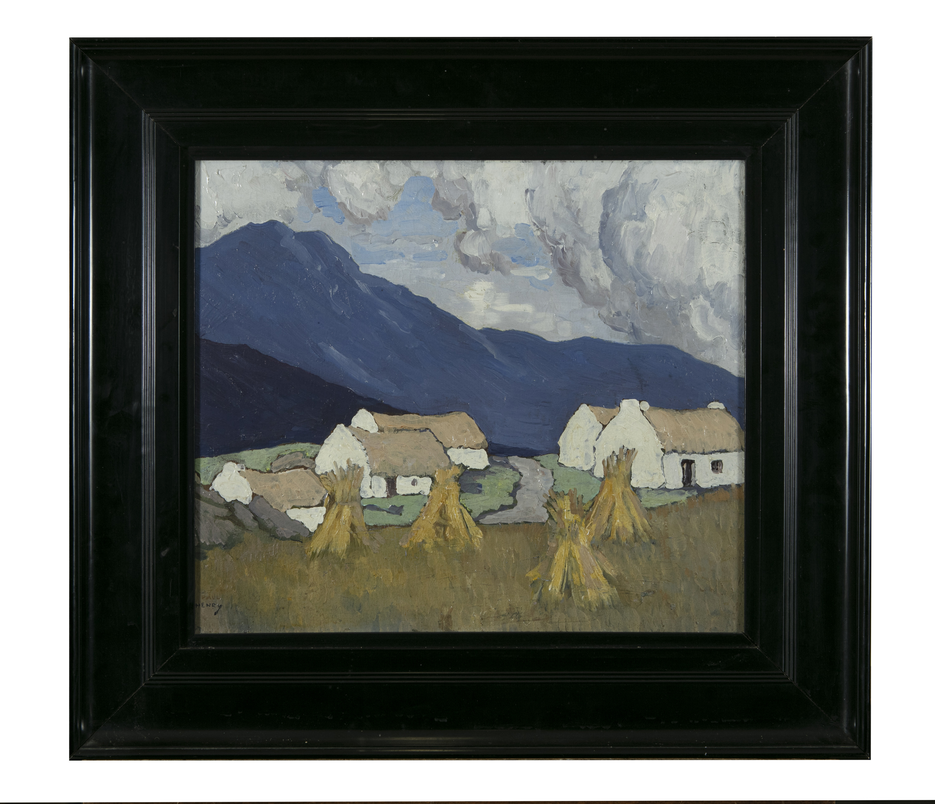 Paul Henry RHA (1877-1958) Hay Stooks with Cottages Oil on board, 32.4 x 37.5cm (12¾ x 14¾'') Signed - Image 2 of 4