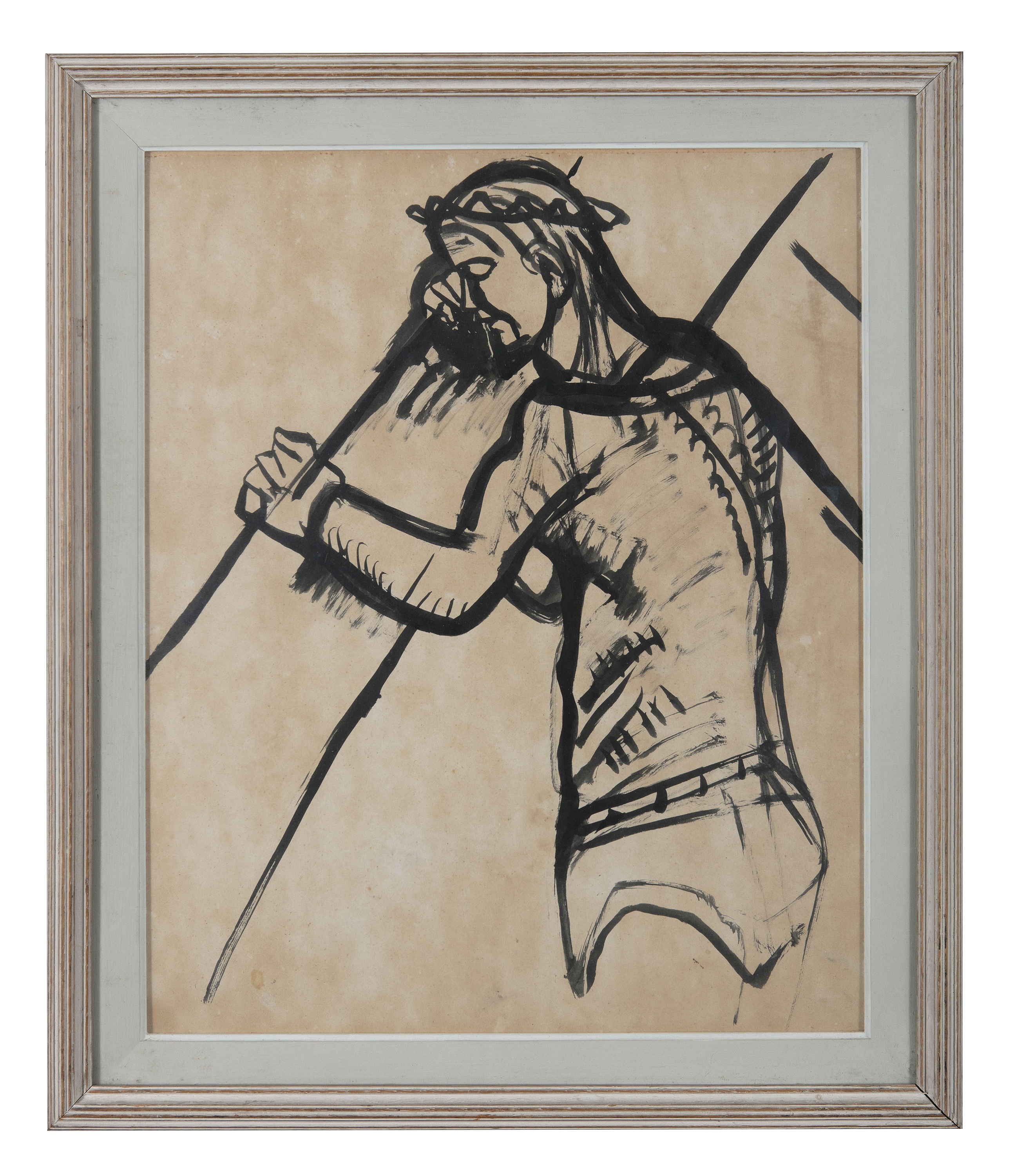 Evie Hone HRHA (1894-1955) Study of Christ carrying the cross Gouache on paper, 50 x 40 cm (19¾ x - Image 2 of 2