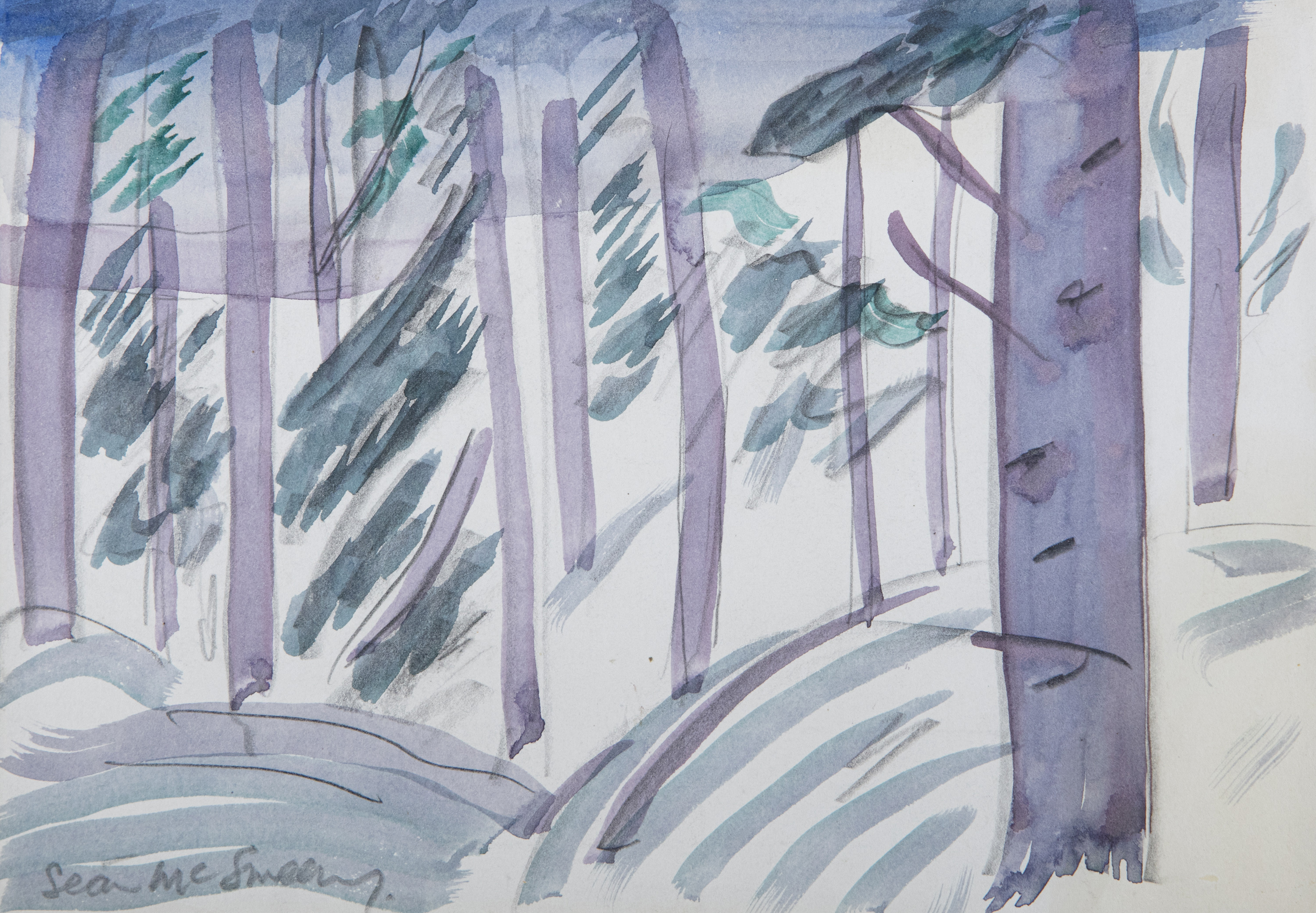 Sean McSweeney HRHA (1935-2018) Trees, Hollywood Wood (1979); Snow on the Quarry Hill, Hollywood, - Image 4 of 15