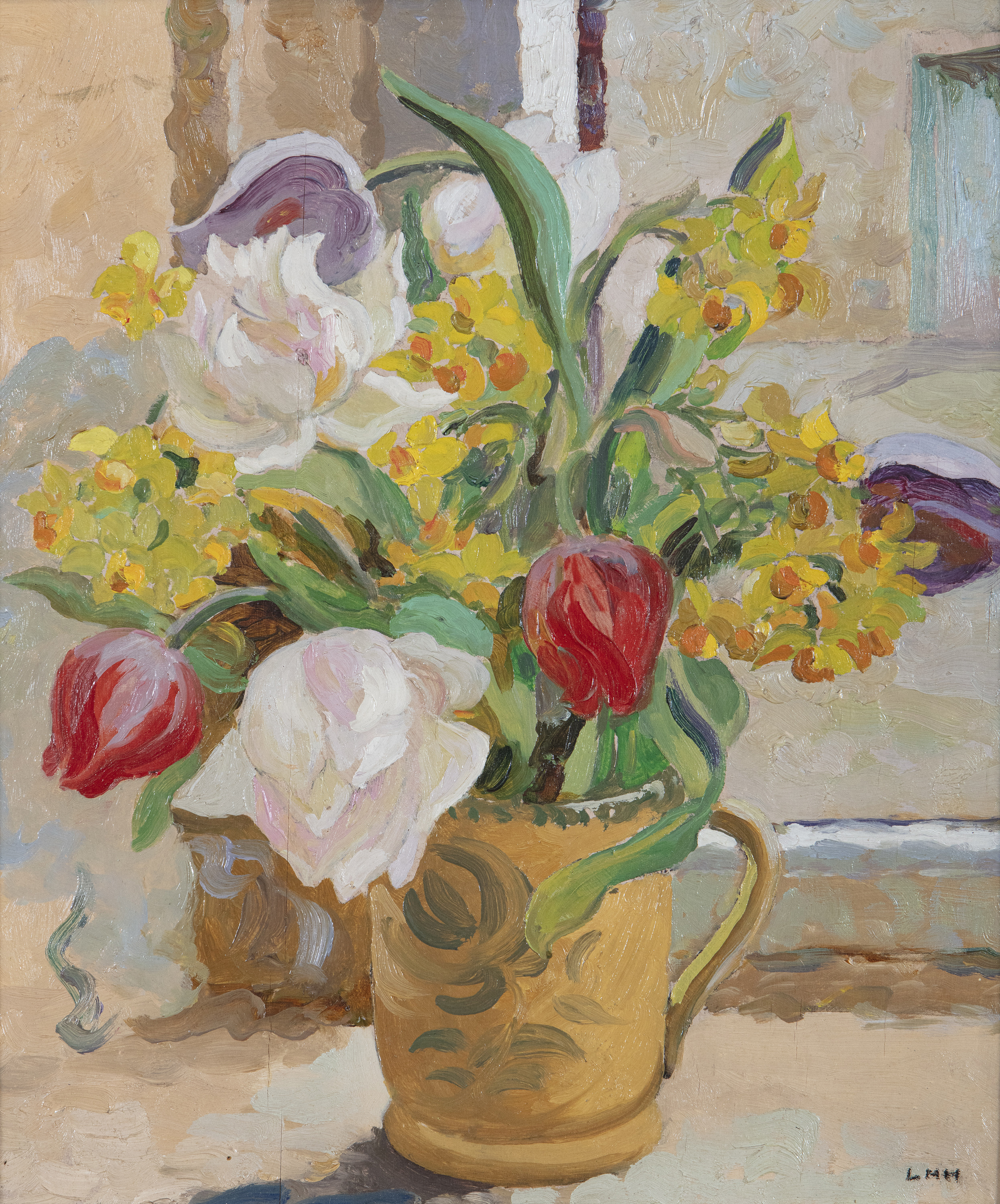 Letitia Marion Hamilton RHA (1878-1964) Still Life of Flowers in a Jug Oil on board, 39 x 32cm (