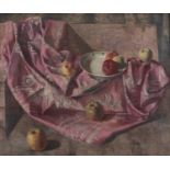 Patrick Hennessy RHA (1915-1980) Still Life with apples, bowl and pink cloth Oil on canvas, 62 x