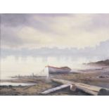 Norman J. McCaig (1929-2001) Boat at low water Oil on canvas, 44 x 58cm (17¼ x 22¾'') Signed