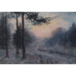 William Percy French (1854-1920) Dusk over Forest Watercolour, 12 x 17cm (4¾ x 6¾'')