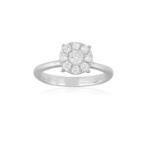 A DIAMOND RING, set with brilliant-cut diamonds throughout weighing approximately 0.45ct total, to a