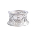 AN EDWARDIAN SILVER DISH RING, Birmingham 1906, mark of Williams Ltd, with repoussé and pierced swag