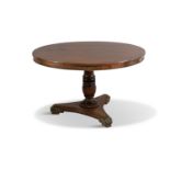 A FINE REGENCY MAHOGANY AND ROSEWOOD BANDED TILT-TOP TABLE, c.1820, of circular form with brass