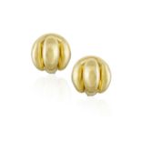 A PAIR OF GOLD EARRINGS, BY CHIAMPESAN, of bombé design, mounted in 18K gold, signed Chiampesan,