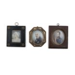 A COLLECTION OF THREE FRAMED MINIATURE PORTRAITS, including; French School (19th Century) Portrait