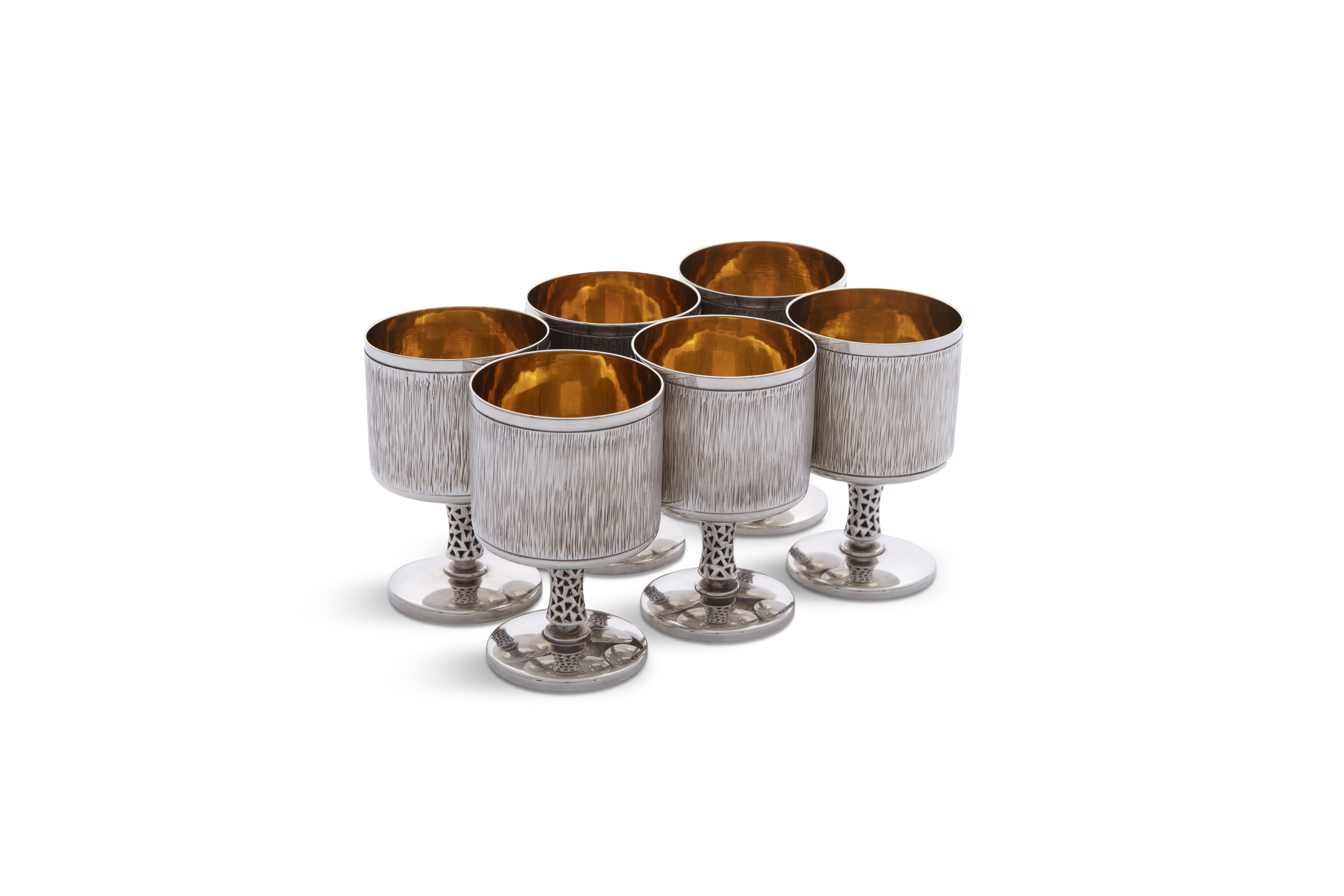 A SET OF SIX SILVER GOBLETS, Dublin 1974, mark of Royal Irish Silver Company, with gilt interiors, - Image 2 of 2