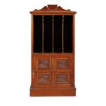 AN EDWARDIAN MAHOGANY MUSIC CABINET, c.1900, of upright rectangular form, the plain top with gallery