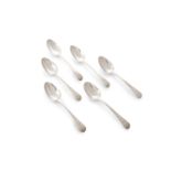 A MATCHED SET OF SIX GEORGE III SILVER DESSERT SPOONS, London 1814, comprising a set of four, mark