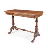 ***ADDITIONAL LOT*** A WALNUT FOLD TOP CARD TABLE, C.1870, of rectangular form with baize lined