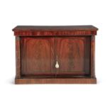 A WILLIAM IV MAHOGANY SIDE CABINET OF RECTANGULAR FORM, with plain top and frieze drawer, above