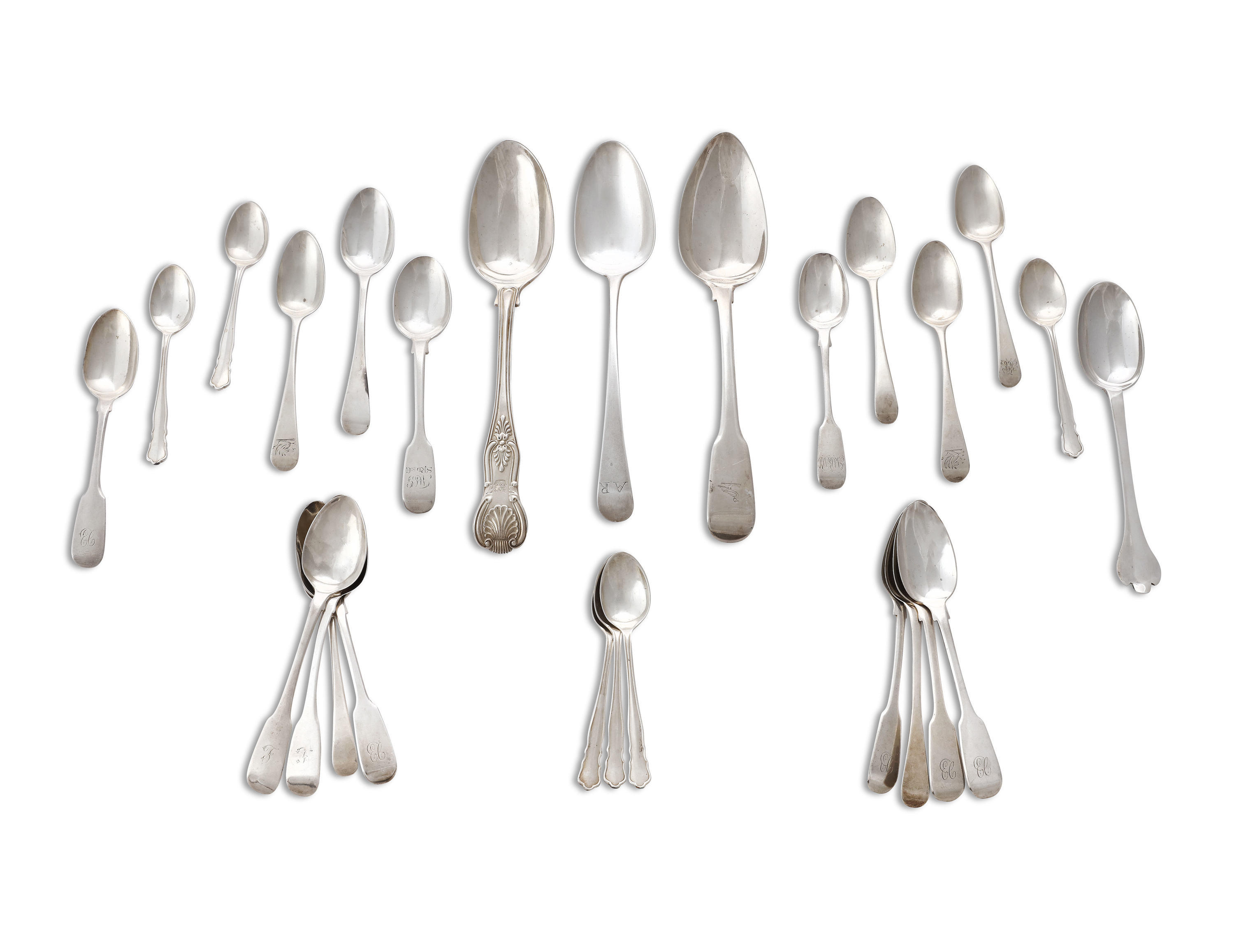 AN ASSORTED COLLECTION, of silver tea and coffee spoons etc. of various dates and designs (c. 21 - Image 2 of 2
