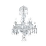 A WATERFORD CUT GLASS TEN LIGHT CHANDELIER, with domed corona, the baluster centre column issuing