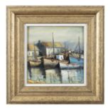 NORMAN J. MCCAIG (1929-2001) Docked Boats Oil on canvas, 29 x 29cm Signed
