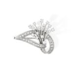 A DIAMOND SPRAY BROOCH, CIRCA 1960, the floral bouquet set with brilliant and single-cut diamonds,