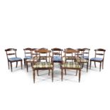 A SET OF TWELEVE WILLIAM IV ROSEWOOD DINING CHAIRS, attributed to Gillows of Lancaster, comprising