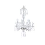 A WATERFORD CRYSTAL TEN BRANCH CHANDELIER, c.1965/75, with domed corona, the baluster centre