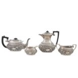 A FOUR-PIECE SILVER TEA AND COFFEE SERVICE, Birmingham 1901, mark probably that of Charles Herner,
