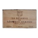CHATEAU LEOVILLE BARTON, La Reserve, St. Julien, 1998 12 bottles in original wooden case