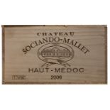 CHATEAU SOCIANDO MALLET Haut Medoc 2006 12 bottles (in original wooden case)