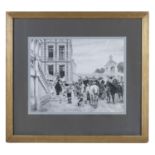 ITALIAN SCHOOL (19TH CENTURY) The return of the Horsemen Monochrome Lithograph, xxxcm Contained