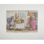 J. SIDEBOTHAM [PUBLISHER, SACKVILLE ST] Hiring a servant Coloured etching, 21 x 30 cm